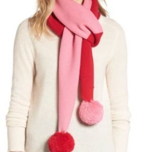 NWT Kate Spade Colorblock Muffler Scarf Pom Pom